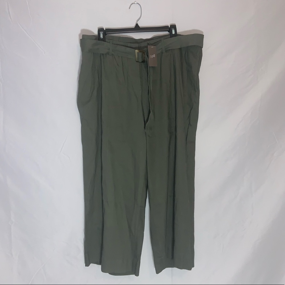New! J. Jill Caraway Linen Crop Pants Green Belted plus size 2X